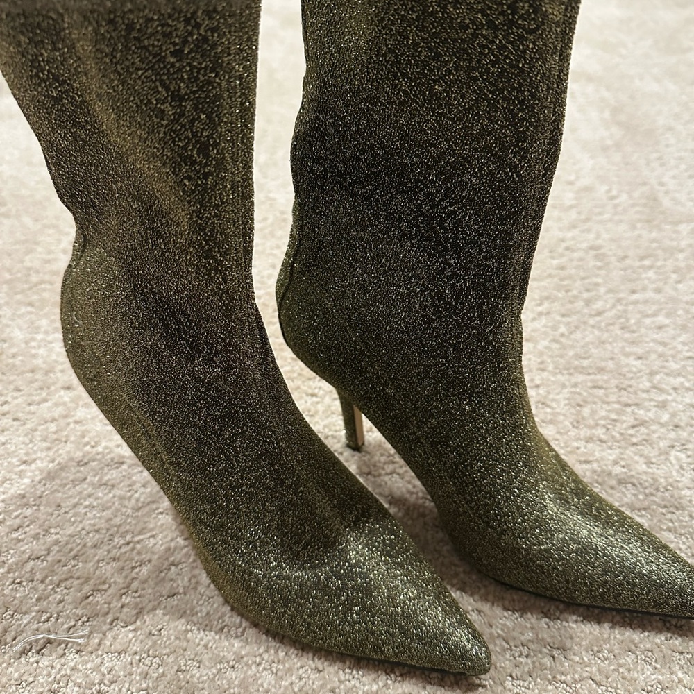 Marc Fisher Glittering Heeled Boots - Metallic Gold